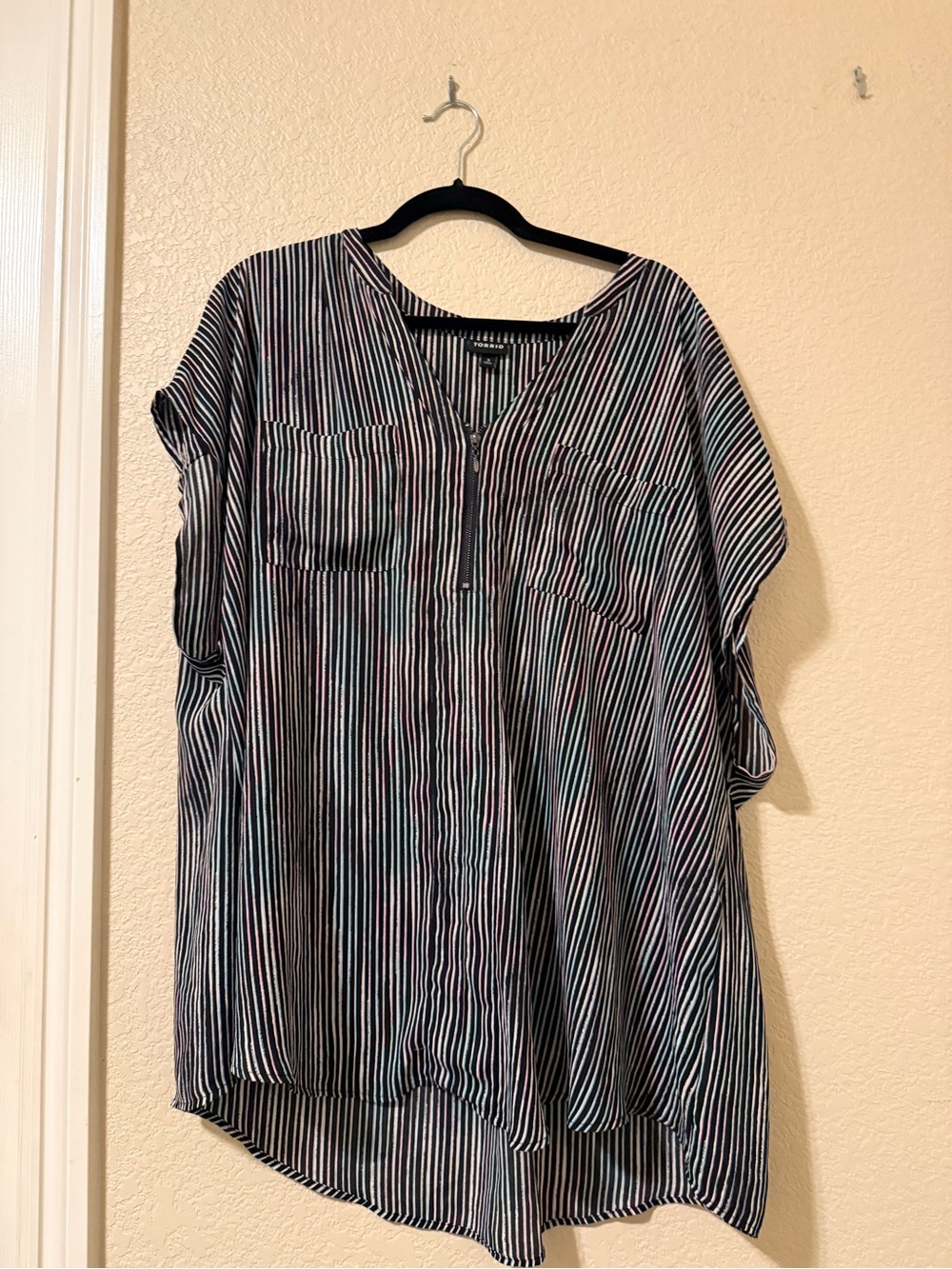 torrid Black & White Striped V-Neck Tunic
